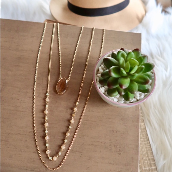 Jewelry - Dazzling Marquise Layered Goldtone Necklace